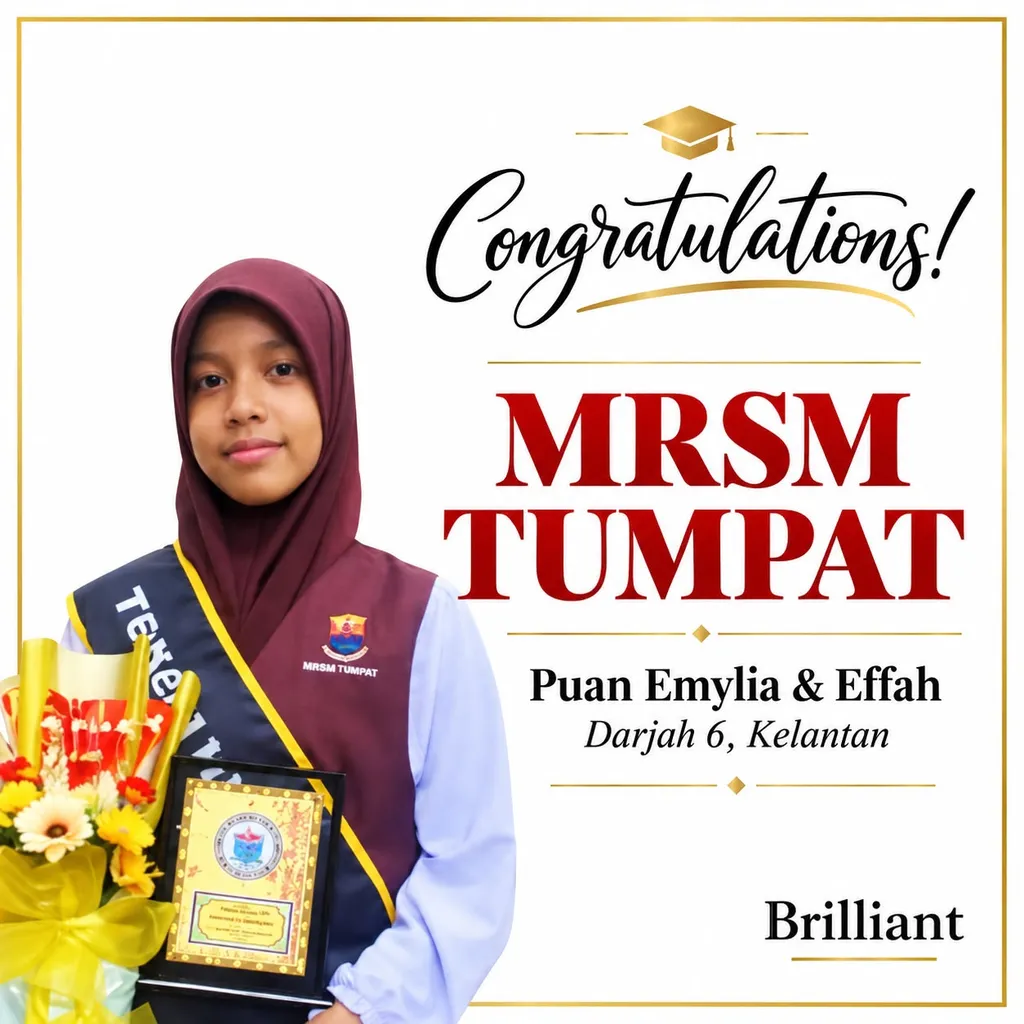 Pelajar Darjah 6 dari Kelantan diterima masuk ke MRSM Tumpat